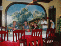 dining table in front of swiss alps